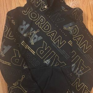 Jordan hoodie boys Lg black n gold, pre-owned